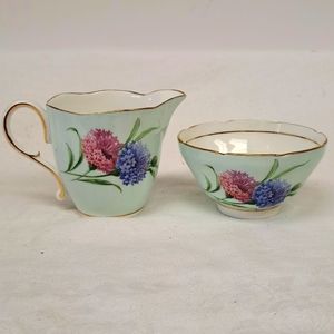 Vintage Paragon bone china "Cornflower" cream and sugar